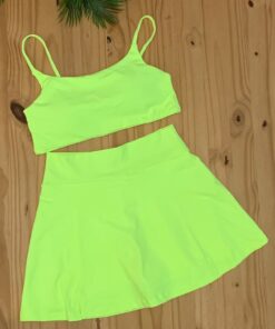Short Saia Fenda Vic - Amarelo Neon - Imagem 2