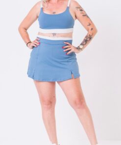 Short Saia Vic - Bicolor - Azul Petróleo com Gelo - Imagem 3