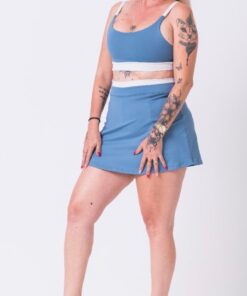 Short Saia Vic - Bicolor - Azul Petróleo com Gelo - Imagem 2