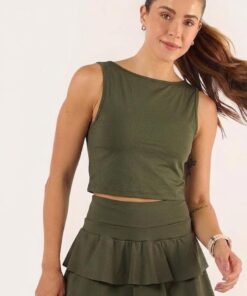 Short Saia Babados Bella - Verde Militar